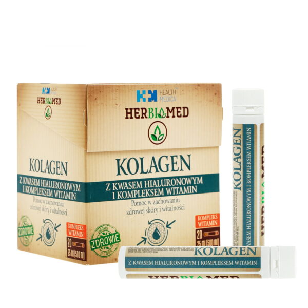HERBIMED KOLAGEN Z KWASEM HIALURONOWYM. KOLAGEN Z KWASEM HIALURONOWYM I KOMPLEKSEM WITAMIN. - obrazek 2